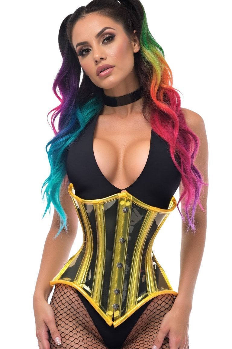 Lavish Yellow Clear Curvy Underbust Waist Cincher Corset