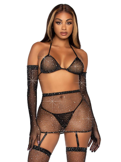 Risk Taker Rhinestone Bra Set