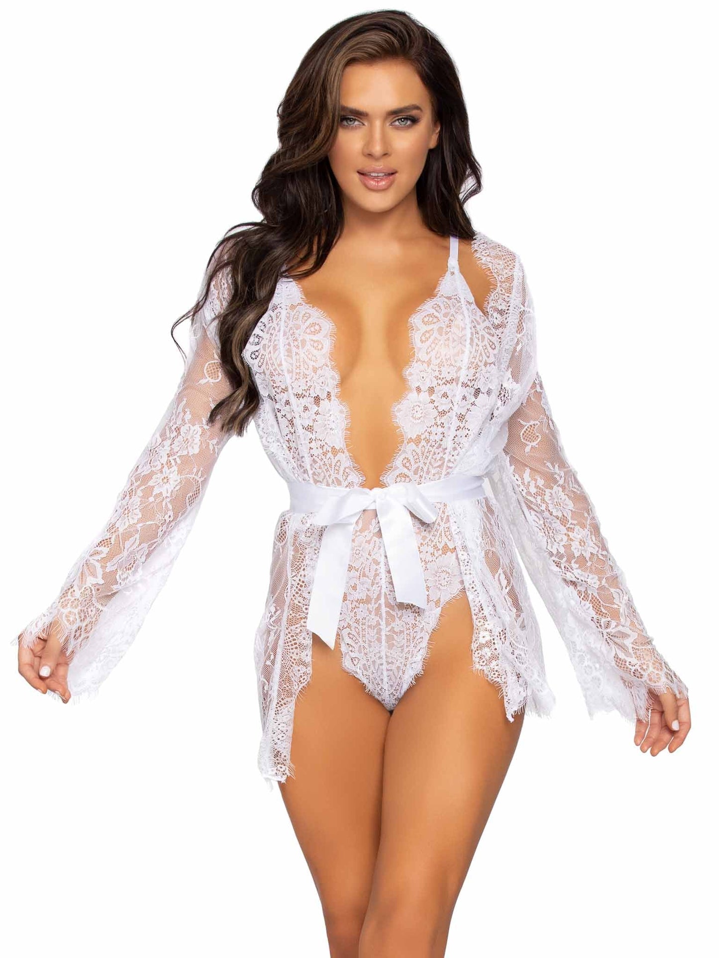 Love Affair Lace Robe & Teddy Set - Unspoken Fashion