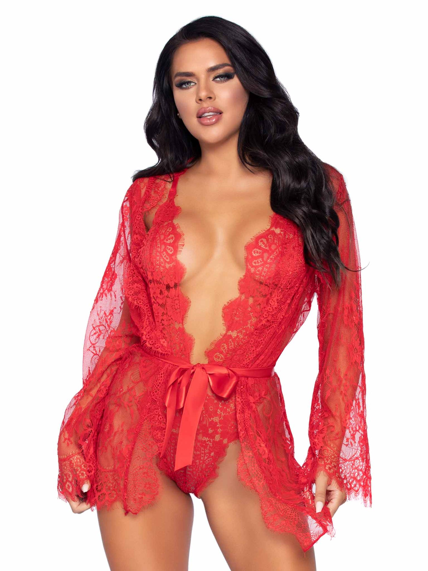 Love Affair Lace Robe & Teddy Set - Unspoken Fashion