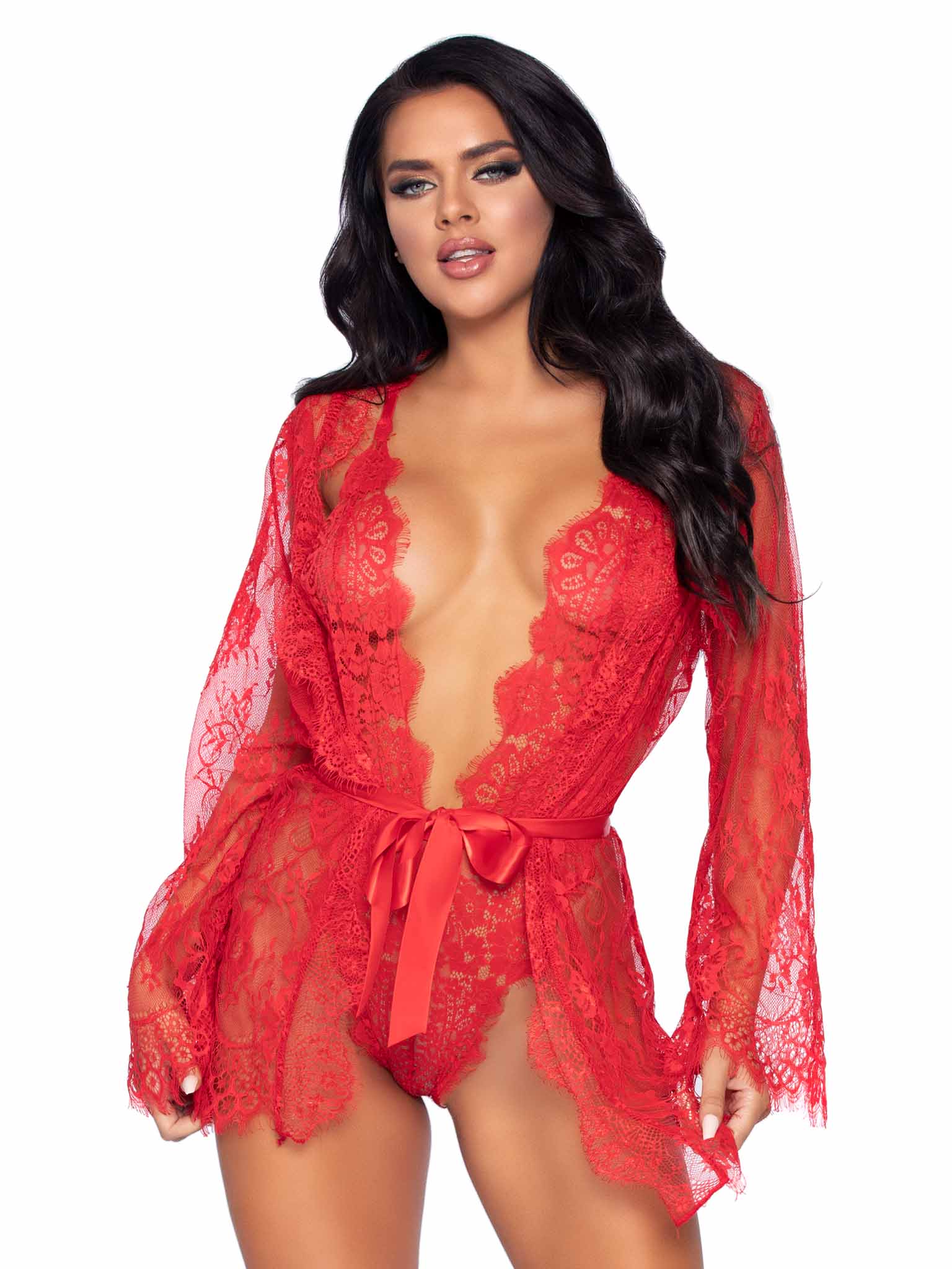 Love Affair Lace Robe & Teddy Set - Unspoken Fashion