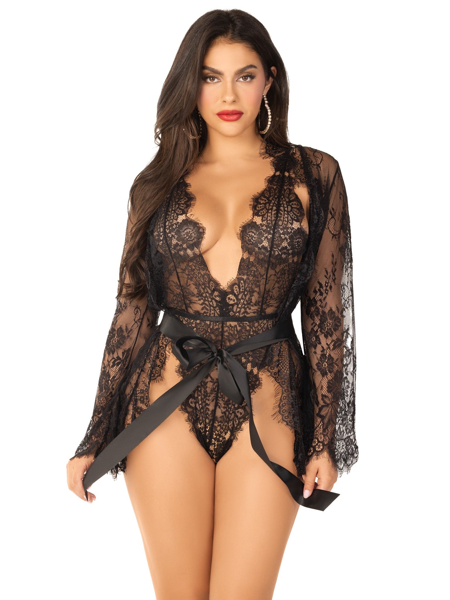Love Affair Lace Robe & Teddy Set - Unspoken Fashion