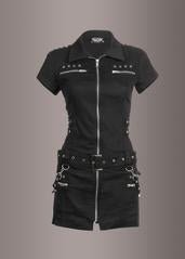 Macabre Heartdrop Goth Mini Dress with Buckles and Lacing - Unspoken Fashion