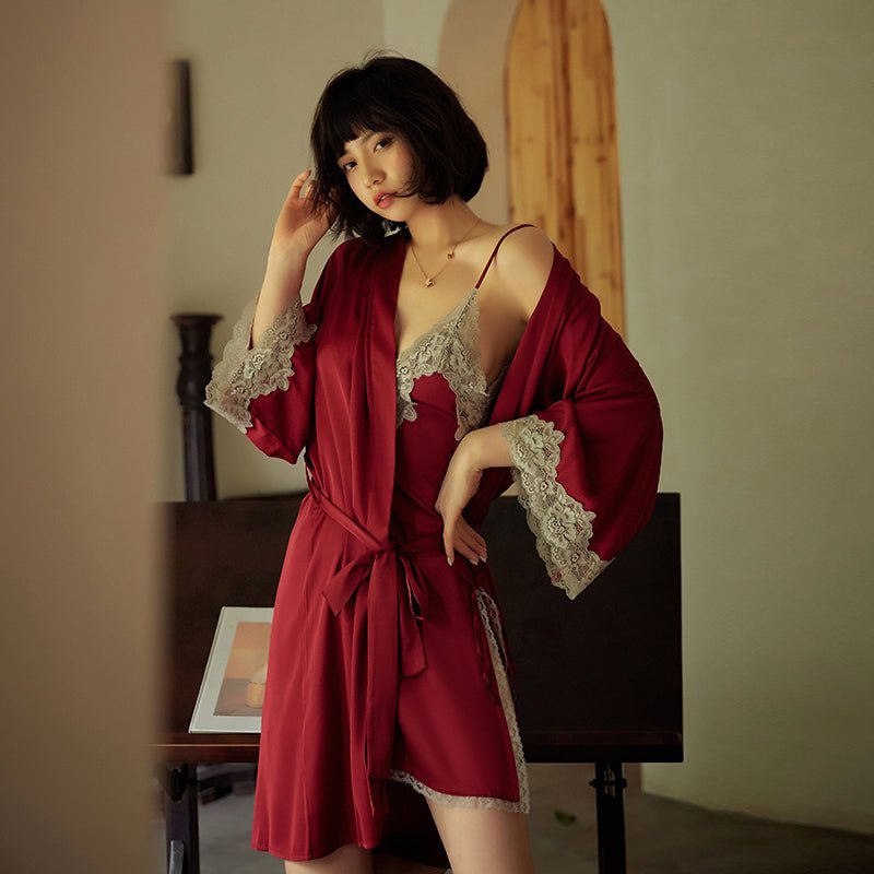 Madeline 3 Piece Satin & Lace Lingerie Set - Unspoken Fashion