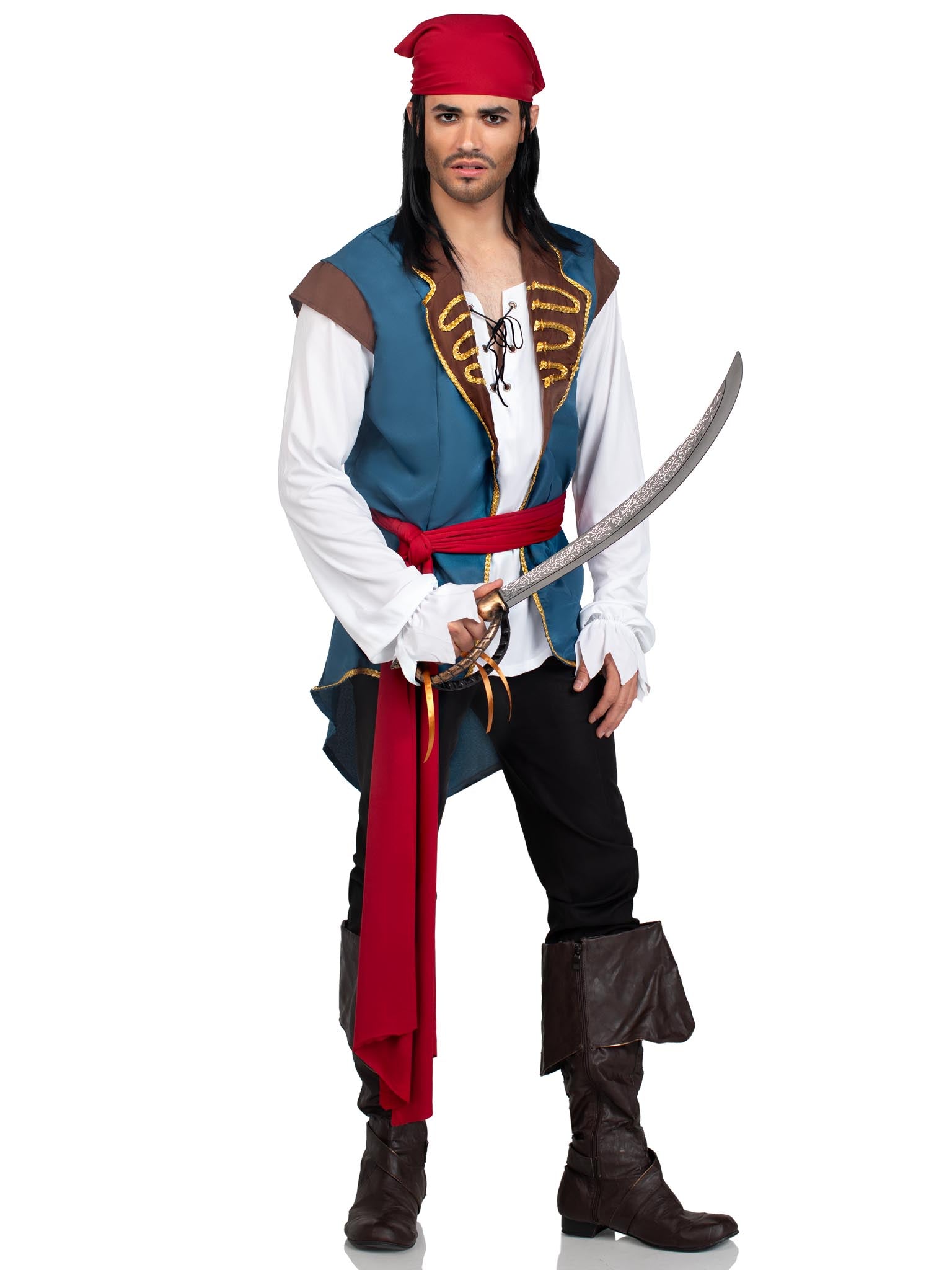 Men's 3 PC Scoundrel Pirate Costume - Unspoken Fashion
