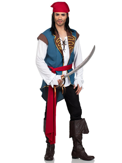 Men's 3 PC Scoundrel Pirate Costume - Unspoken Fashion