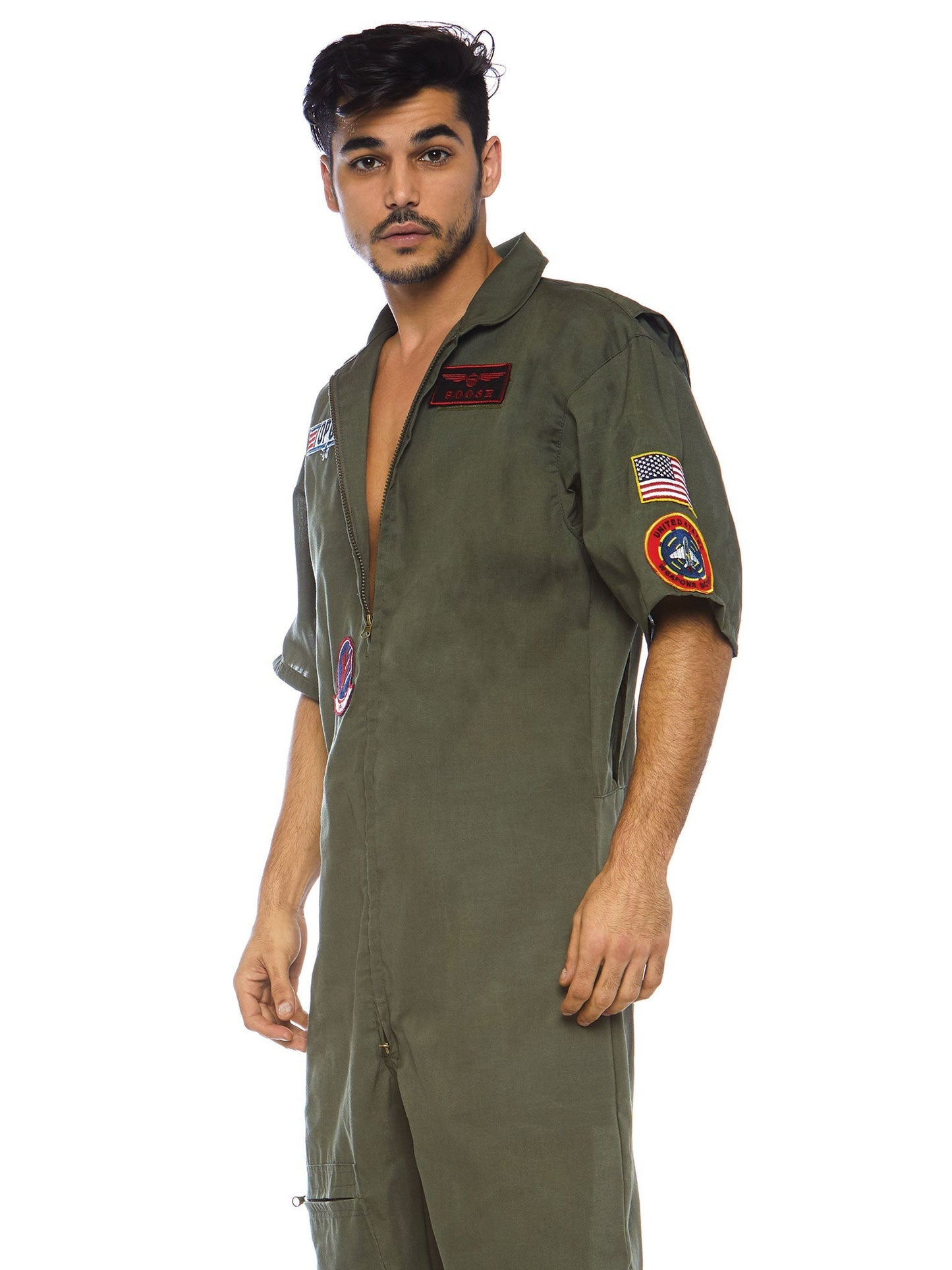 Men's Top Gun Costume Short Flight Suit - Unspoken Fashion