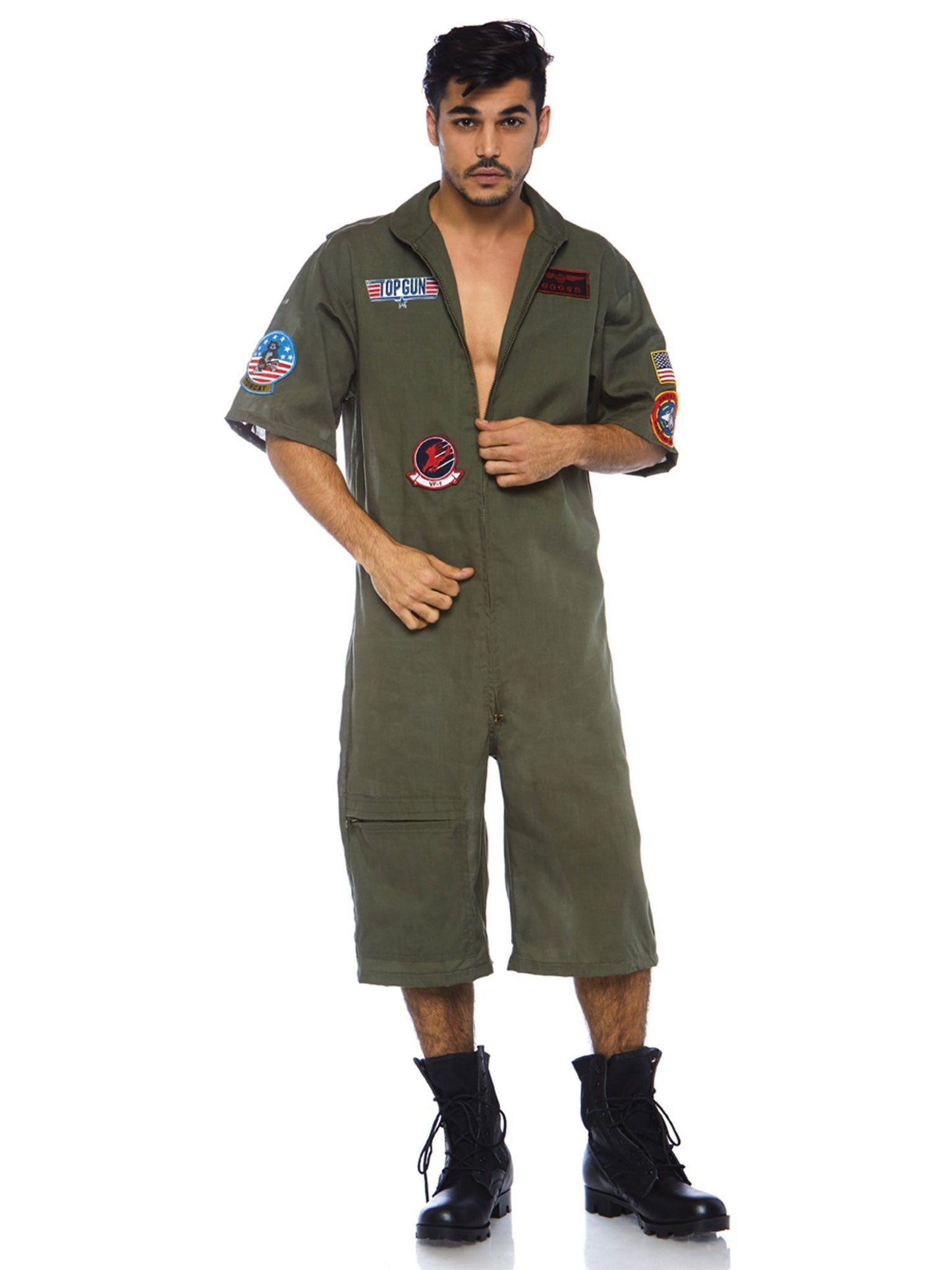 Men's Top Gun Costume Short Flight Suit - Unspoken Fashion