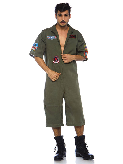 Men's Top Gun Costume Short Flight Suit - Unspoken Fashion