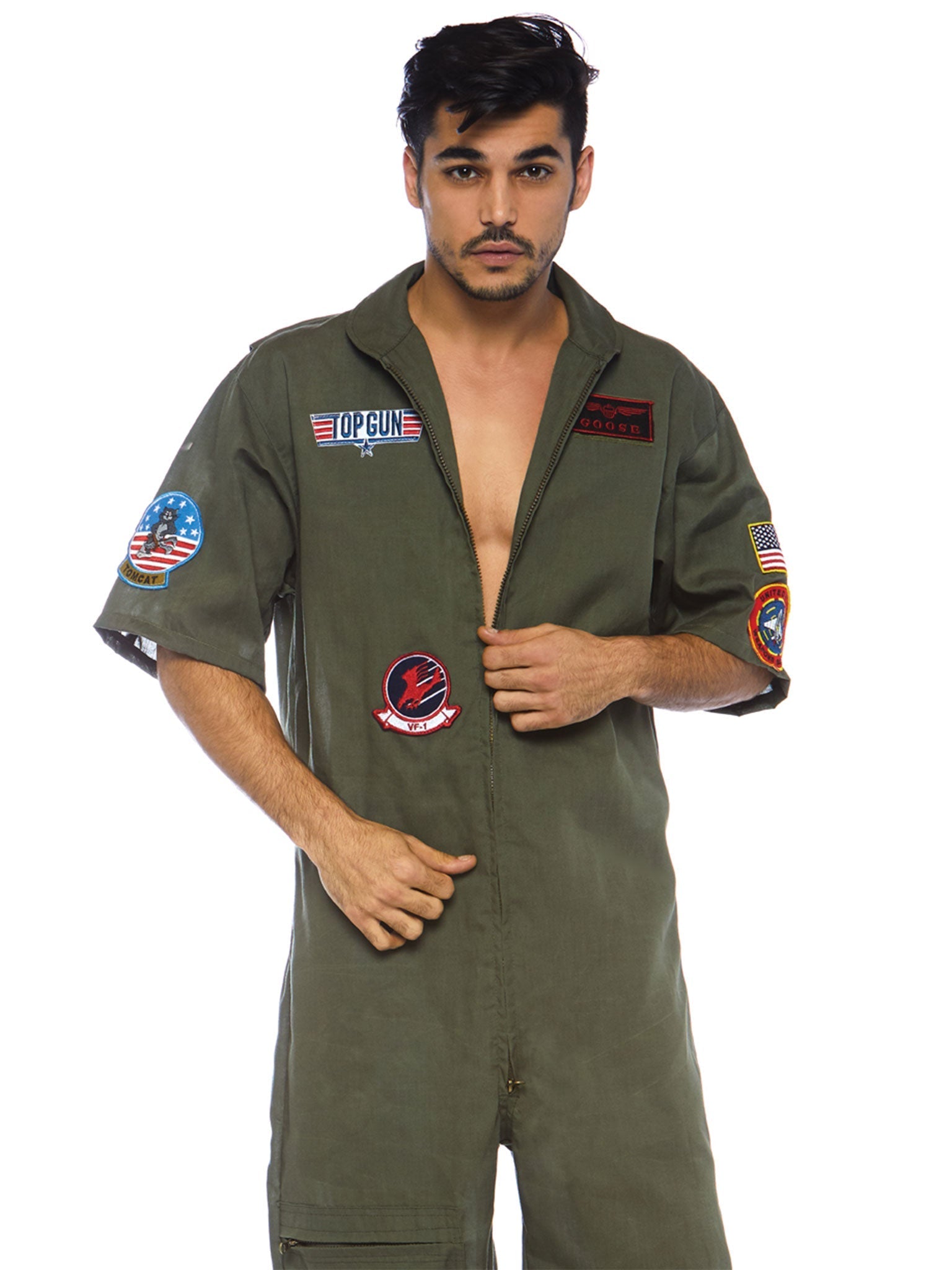 Men's Top Gun Costume Short Flight Suit - Unspoken Fashion