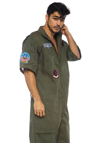 Men's Top Gun Costume Short Flight Suit - Unspoken Fashion