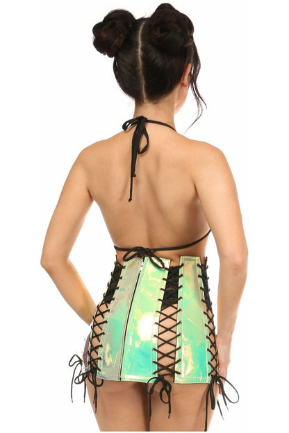 Mint Holo Lace-Up Skirt
