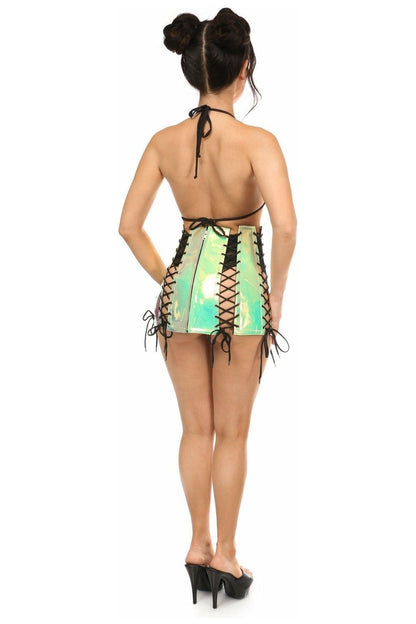 Mint Holo Lace-Up Skirt