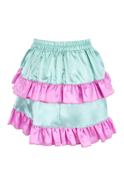 Mint/Pink Satin Ruched Bustle Skirt
