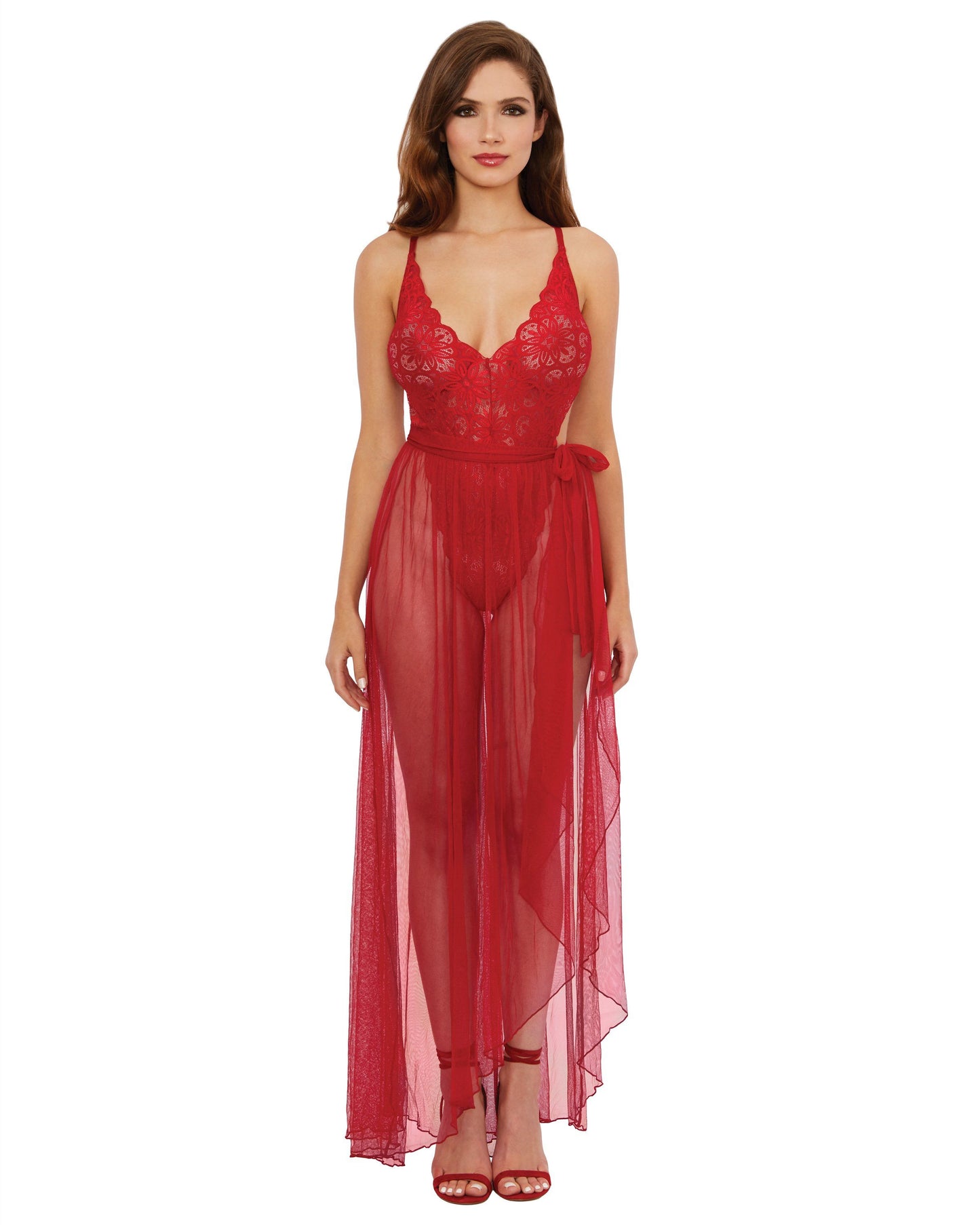 Dreamgirl Mosaic Lace Teddy & Sheer Skirt