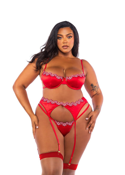 Peppermint Kiss 3 - Piece Garter Set Roma Confidential - Unspoken Fashion