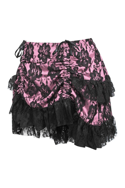 Pink/Black Lace Ruched Bustle Skirt.