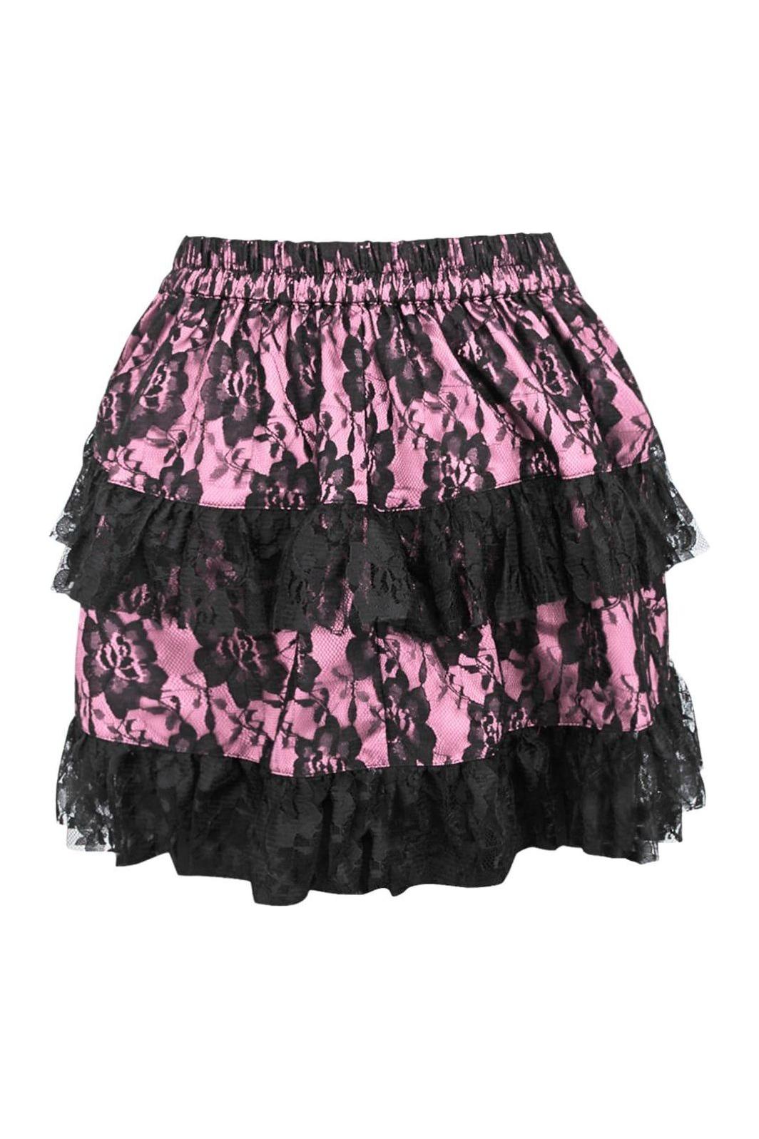 Pink/Black Lace Ruched Bustle Skirt.