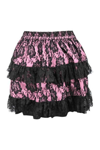 Pink/Black Lace Ruched Bustle Skirt.