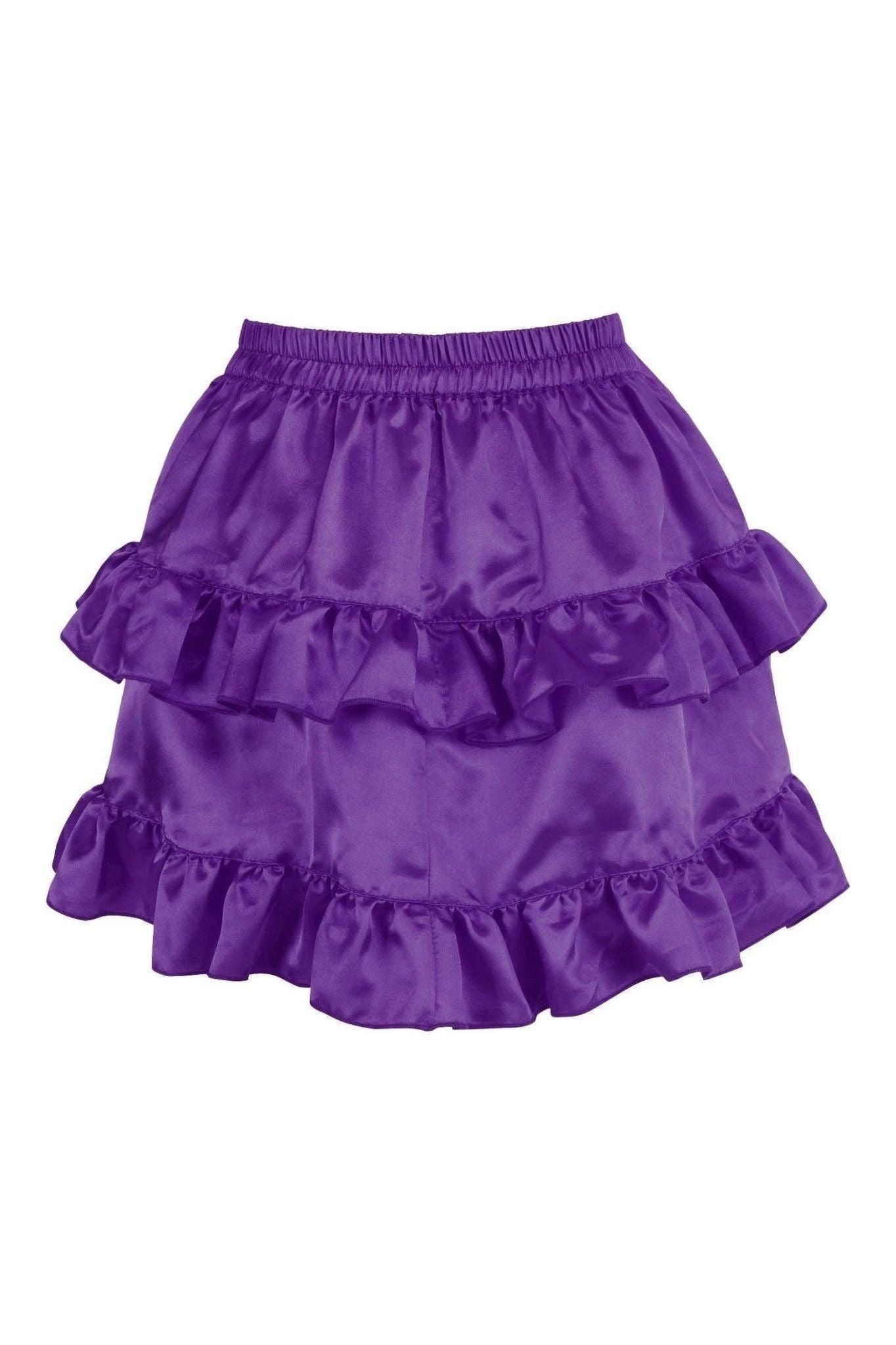 Plum Satin Ruched Bustle Skirt.