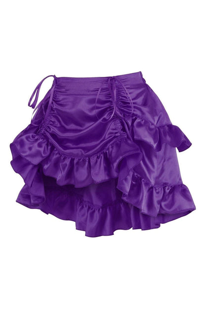 Plum Satin Ruched Bustle Skirt.