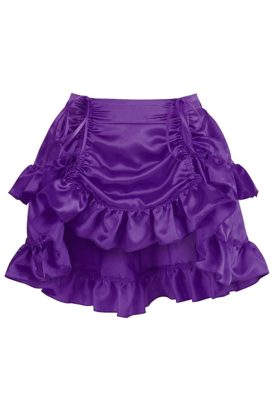 Plum Satin Ruched Bustle Skirt.