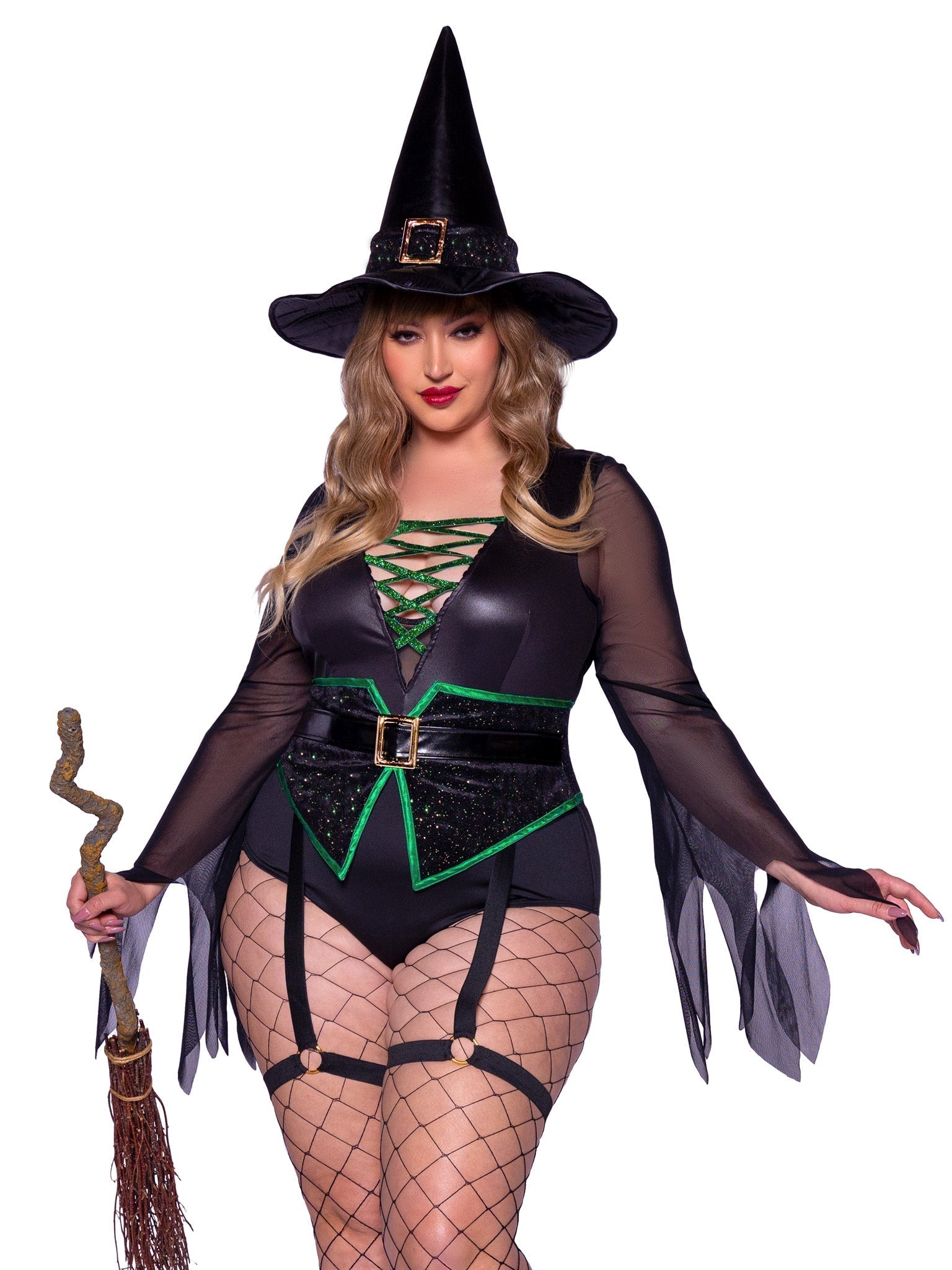 Plus Broomstick Babe Witch Costume - Unspoken Fashion