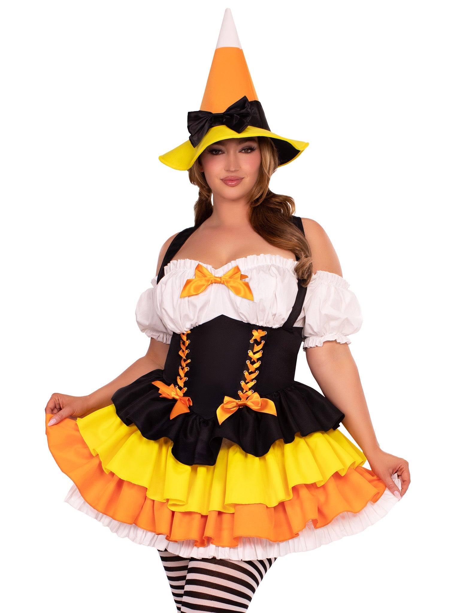 Plus Candy Corn Witch Costume - Unspoken Fashion