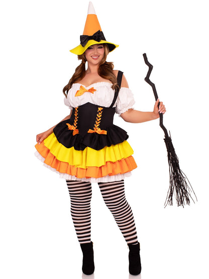 Plus Candy Corn Witch Costume - Unspoken Fashion