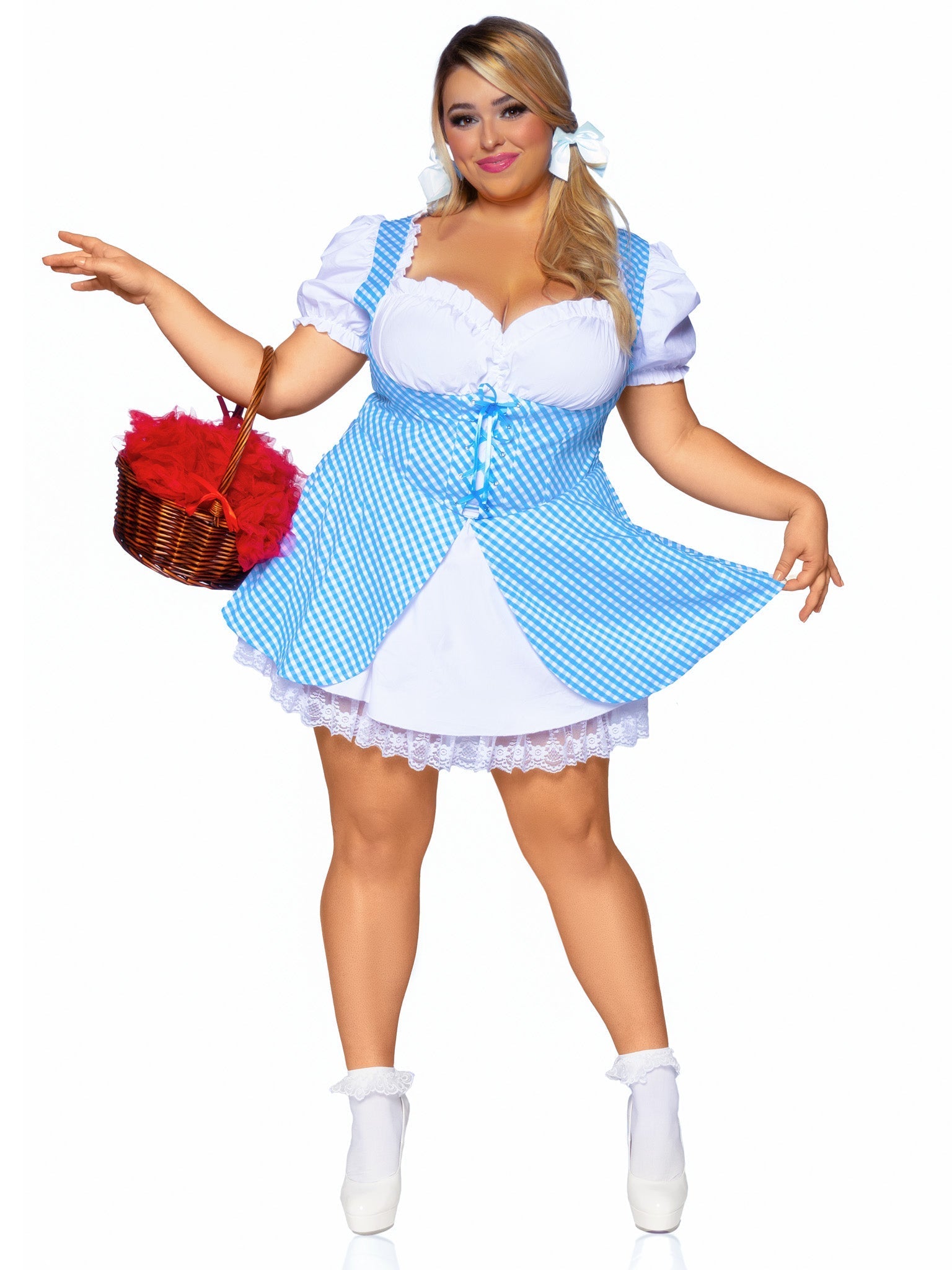 Plus Gingham Dress With Split Skirt - Unspoken Fashion