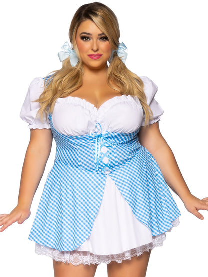 Plus Gingham Dress With Split Skirt - Unspoken Fashion