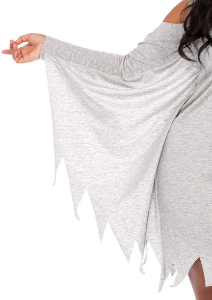 Plus Jersey Ghost Long Sleeve Halloween Dress - Unspoken Fashion
