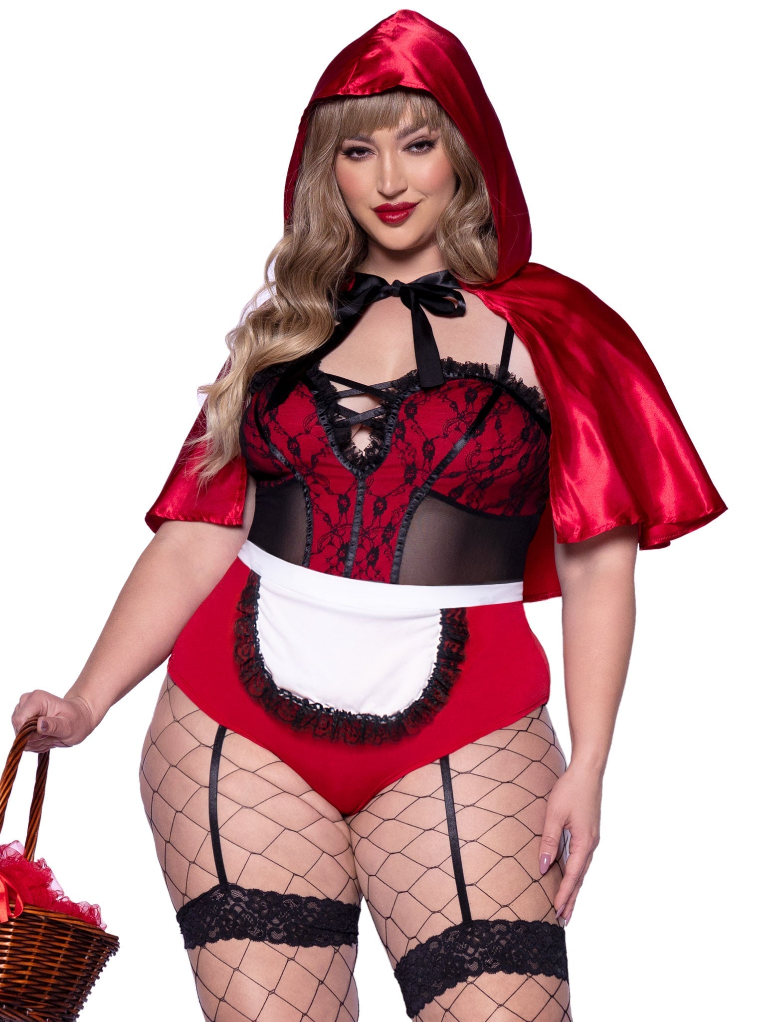 Plus Naughty Miss Red Riding Hood Costume - Unspoken Fashion