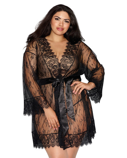 Dreamgirl Plus Size Lace Kimono Robe