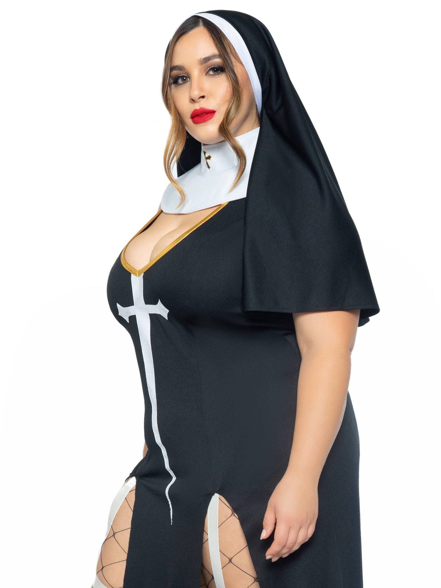 Plus Sultry Sinner Nun Costume - Unspoken Fashion