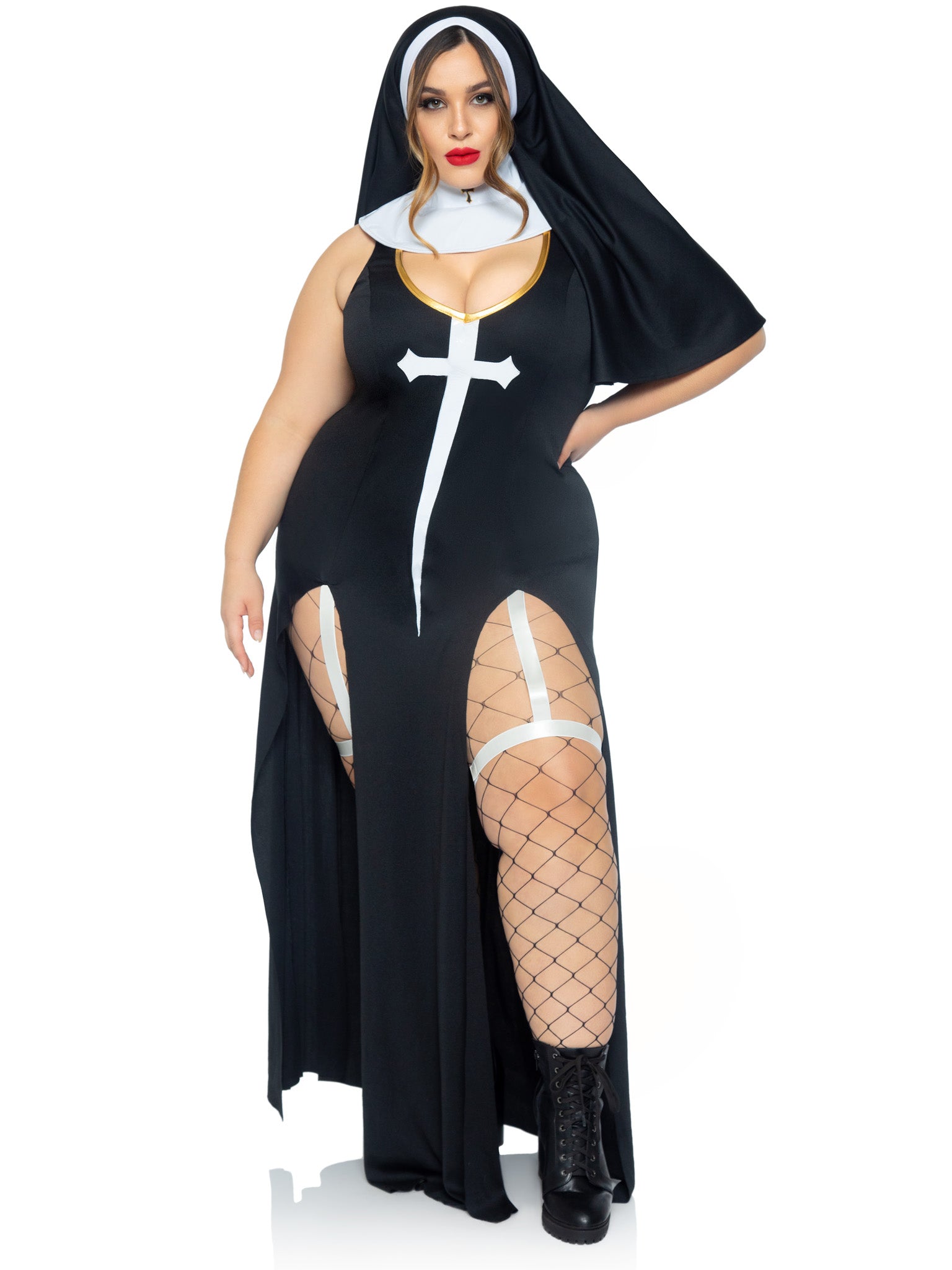 Plus Sultry Sinner Nun Costume - Unspoken Fashion