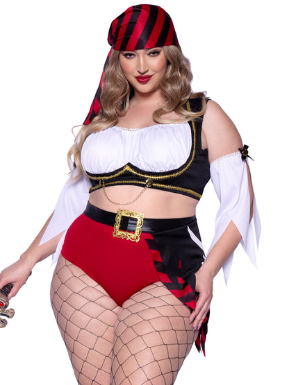 Plus Wicked Wench Pirate Costume - Unspoken Fashion