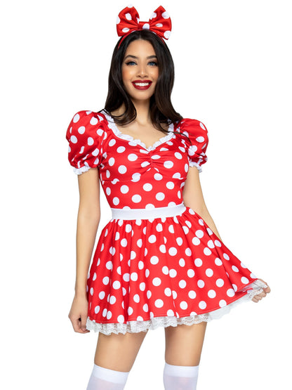 Polka Dot Dress With Headband Costume - Unspoken Fashion