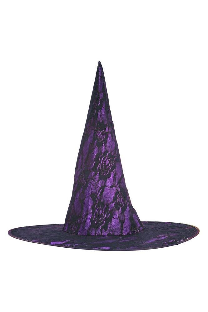 Purple Lace Witch Hat - Costume Accessory