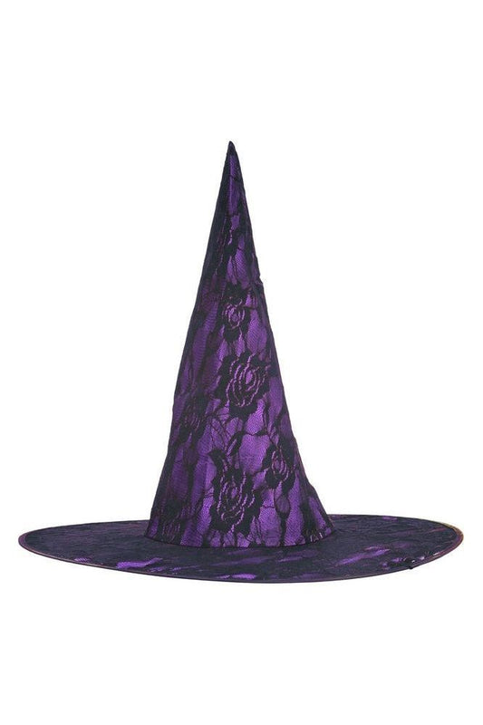Purple Lace Witch Hat - Costume Accessory