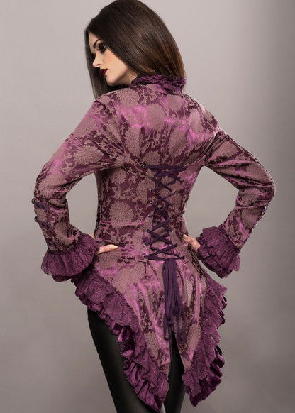 Purple Rain Victorian Jacket with Lace Embellishments - Unspoken Fashion