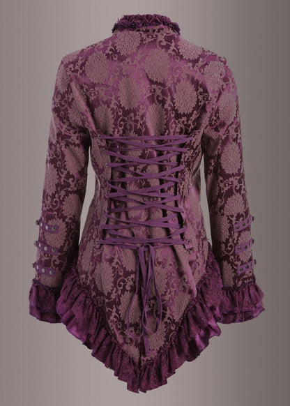 Purple Rain Victorian Jacket with Lace Embellishments - Unspoken Fashion
