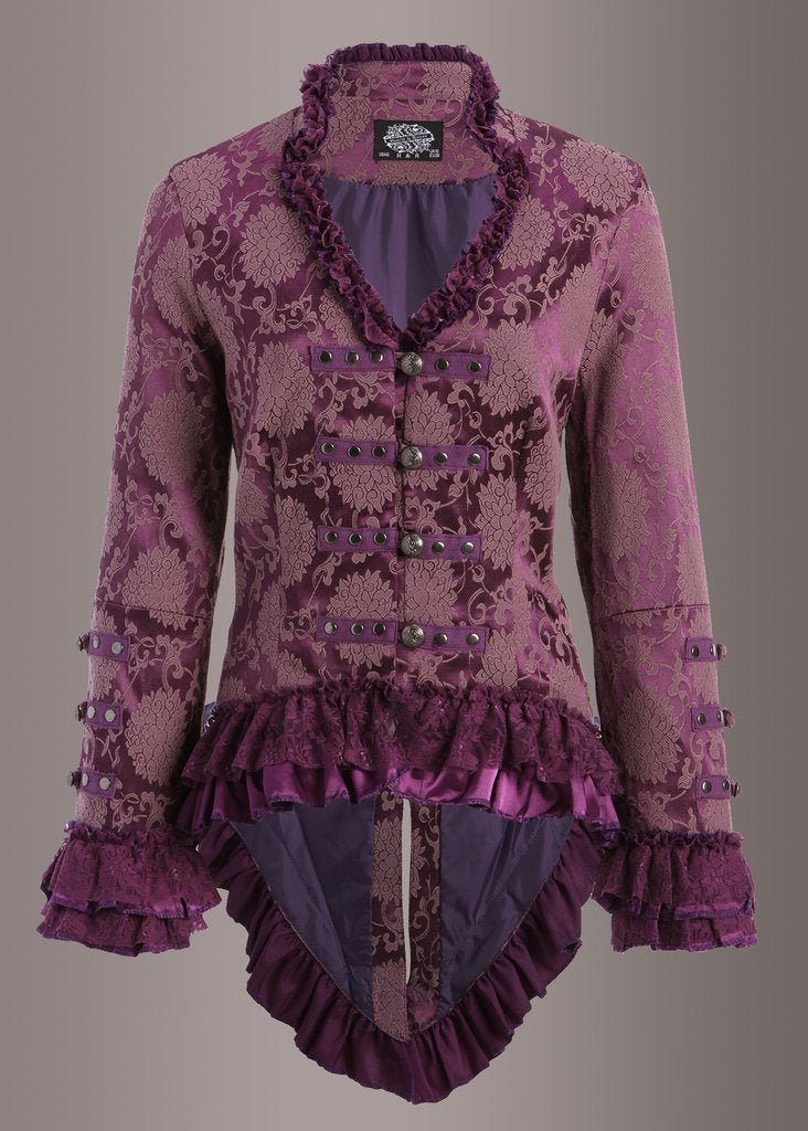 Purple Rain Victorian Jacket with Lace Embellishments - Unspoken Fashion