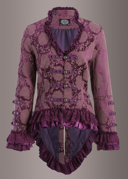 Purple Rain Victorian Jacket with Lace Embellishments - Unspoken Fashion