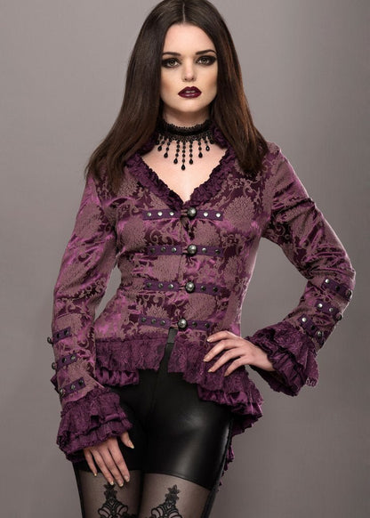 Purple Rain Victorian Jacket with Lace Embellishments - Unspoken Fashion