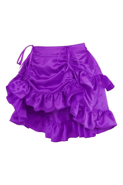 Purple Satin Ruched Bustle Skirt.