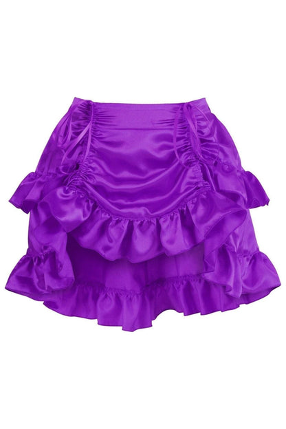 Purple Satin Ruched Bustle Skirt.