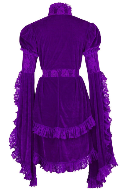 Purple Velvet & Lace Ruffled Jacket.