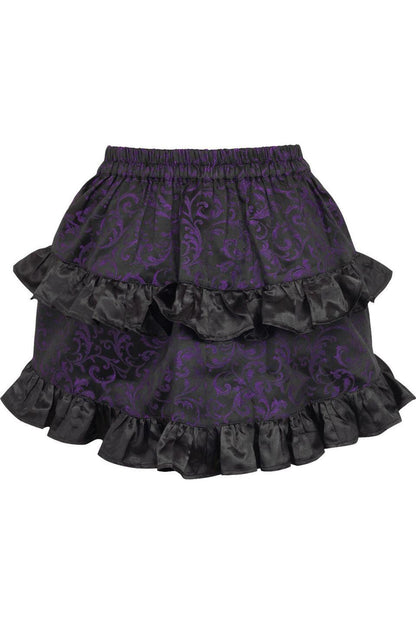 Purple/Black Brocade Ruched Bustle Skirt.