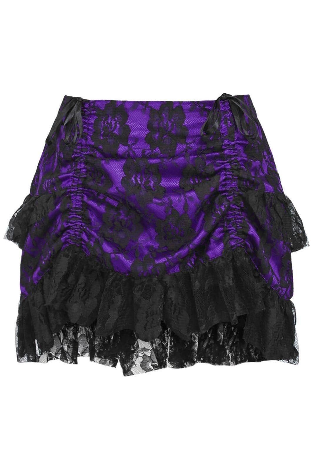 Purple/Black Lace Ruched Bustle Skirt.